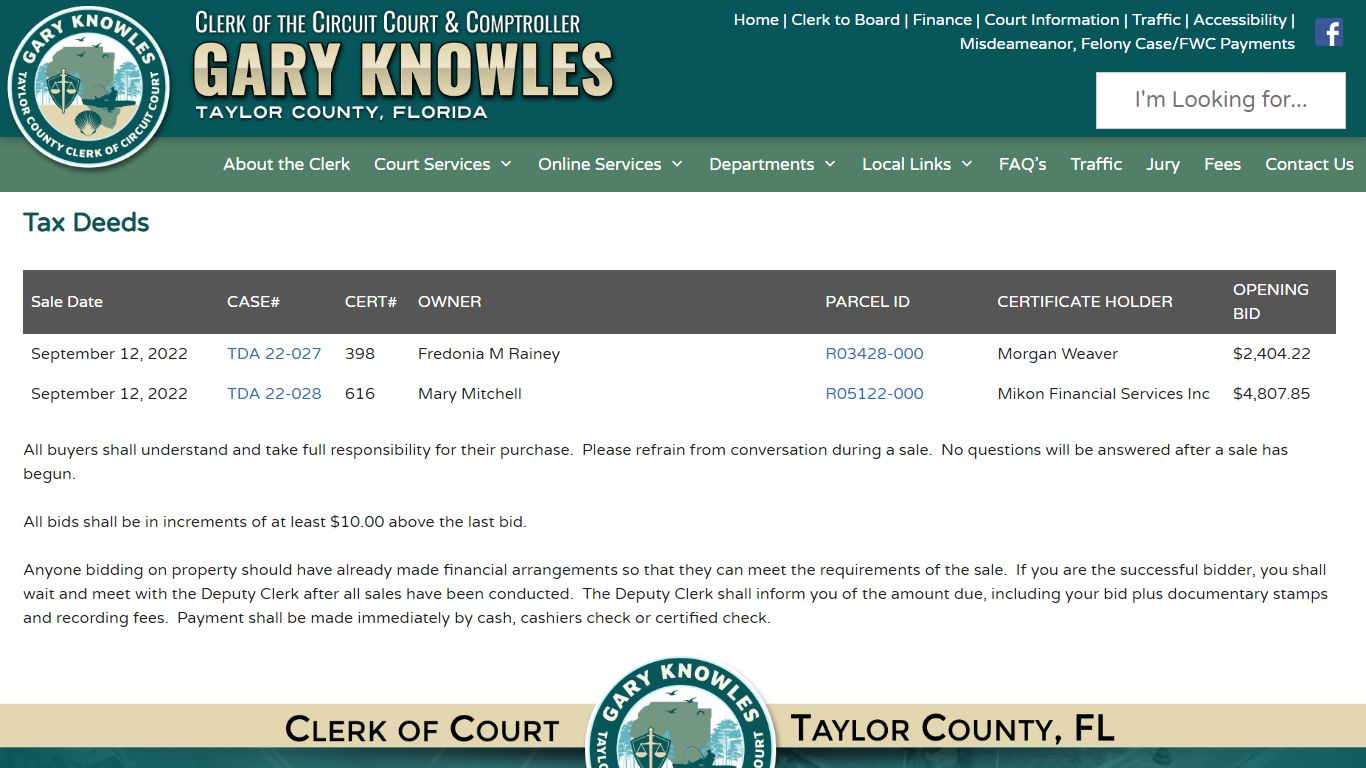 Tax Deeds – Taylor County Clerk of the Circuit Court ...